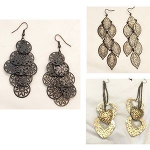 L BUNDLE: (3) 90s Y2K Lightweight Chandelier Earrings Everyday Accessory